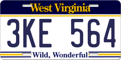 WV license plate 3KE564
