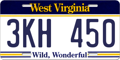 WV license plate 3KH450