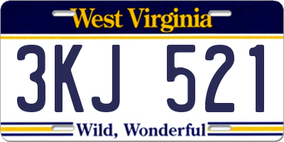 WV license plate 3KJ521