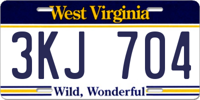 WV license plate 3KJ704