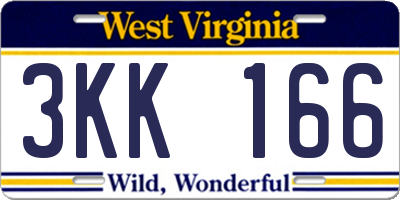 WV license plate 3KK166