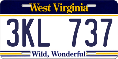 WV license plate 3KL737