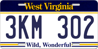 WV license plate 3KM302