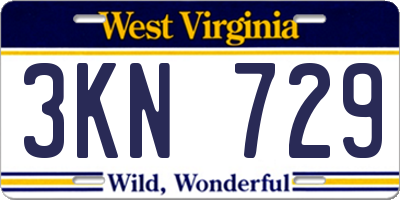 WV license plate 3KN729