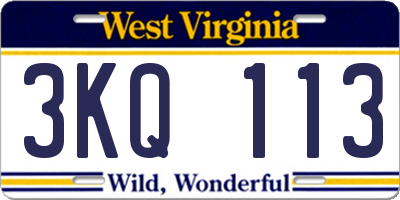 WV license plate 3KQ113