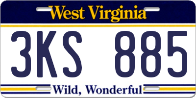 WV license plate 3KS885