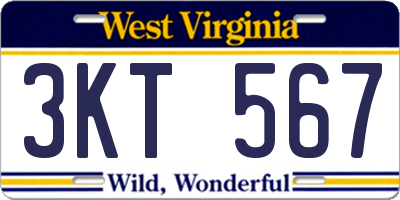 WV license plate 3KT567