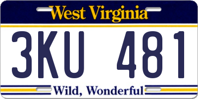 WV license plate 3KU481