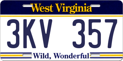 WV license plate 3KV357