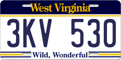 WV license plate 3KV530