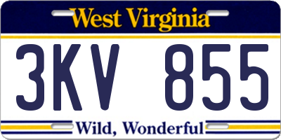 WV license plate 3KV855