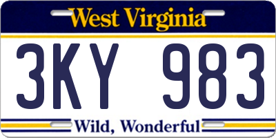 WV license plate 3KY983