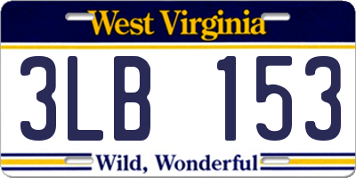 WV license plate 3LB153