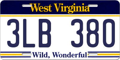 WV license plate 3LB380