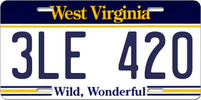 WV license plate 3LE420