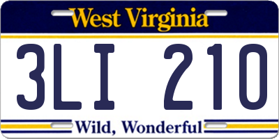 WV license plate 3LI210