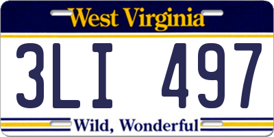 WV license plate 3LI497