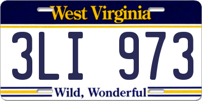 WV license plate 3LI973