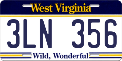 WV license plate 3LN356