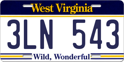 WV license plate 3LN543