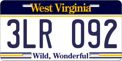 WV license plate 3LR092