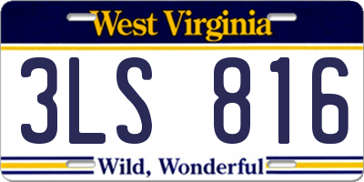 WV license plate 3LS816