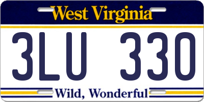 WV license plate 3LU330