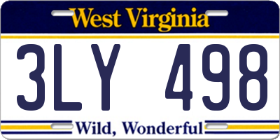 WV license plate 3LY498
