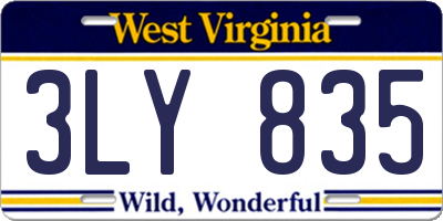 WV license plate 3LY835