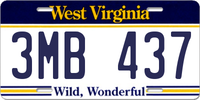 WV license plate 3MB437