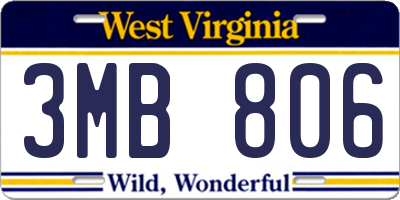 WV license plate 3MB806