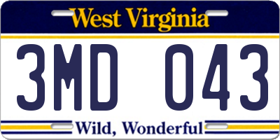 WV license plate 3MD043