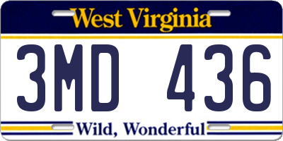 WV license plate 3MD436