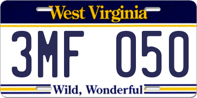 WV license plate 3MF050