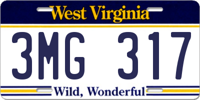 WV license plate 3MG317