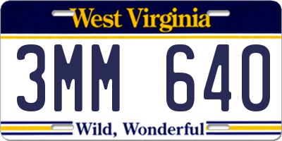 WV license plate 3MM640