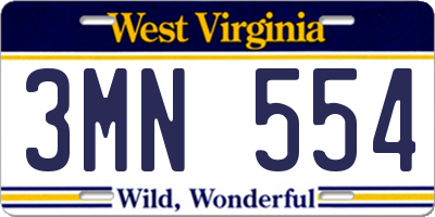 WV license plate 3MN554