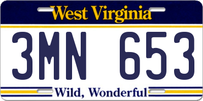 WV license plate 3MN653