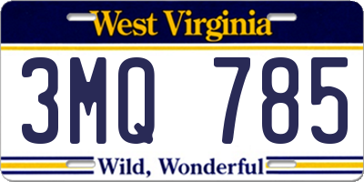 WV license plate 3MQ785
