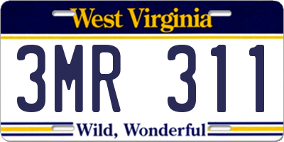 WV license plate 3MR311
