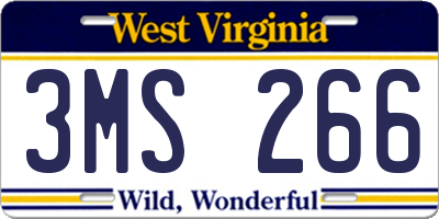 WV license plate 3MS266