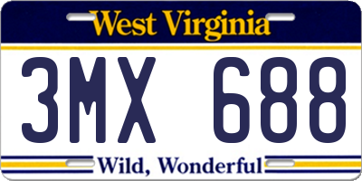 WV license plate 3MX688