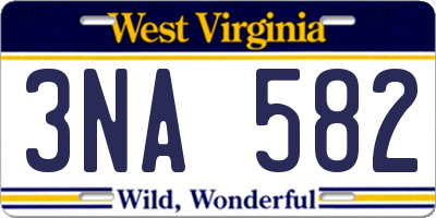 WV license plate 3NA582