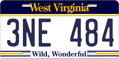 WV license plate 3NE484