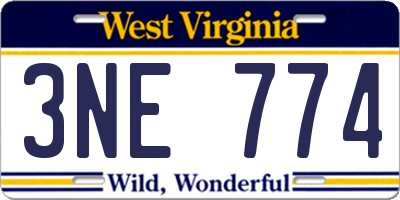 WV license plate 3NE774