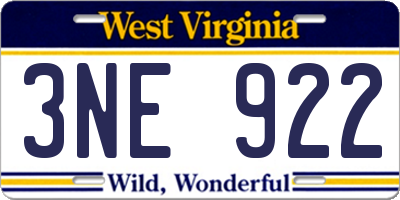 WV license plate 3NE922