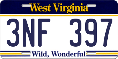WV license plate 3NF397