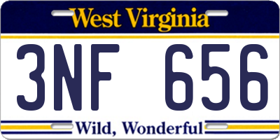 WV license plate 3NF656