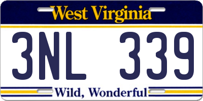WV license plate 3NL339