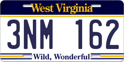 WV license plate 3NM162